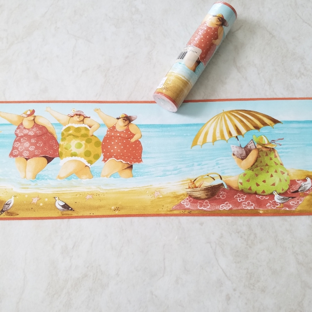Wallpaper Border Comical Beach Ladies